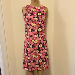 Sleeveless Floral Shift Dress in Pink & Yellow